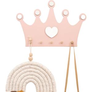 Wooden Wall Hanger Nursery Wall Decor Stylish and Functional Wall Hooks for Clothes and Accessories Baby Room Art Toddler Birthday Gift Kids Playroom (Mountains)(Crown)