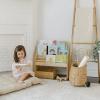 Montessori Bookshelf for Toddler Wood Kids Playroom Furniture Natural Wooden Nursery Gift Birthday Baby Neutral Room Storage Shelf Large Bookcase Child Decor Idea (Medium)(Medium)