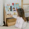 Montessori Bookshelf for Toddler Wood Kids Playroom Furniture Natural Wooden Nursery Gift Birthday Baby Neutral Room Storage Shelf Large Bookcase Child Decor Idea (Medium)(Small)