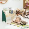 Montessori Bookshelf for Toddler Wood Kids Playroom Furniture Natural Wooden Nursery Gift Birthday Baby Neutral Room Storage Shelf Large Bookcase Child Decor Idea (Medium)(Large)