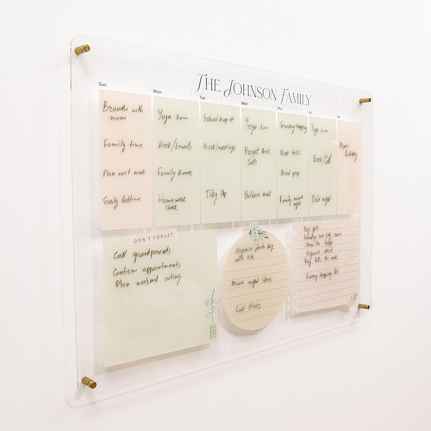 image:imageENJOY THE WOOD Acrylic Dry Erase Calendar for Wall Personalizable Dry Erase Planner for Home amp Office Family Calendar Board with Weekly Daily amp Habit Tracker Designs Weekly Planner Design 1Weekly Planner Design 1