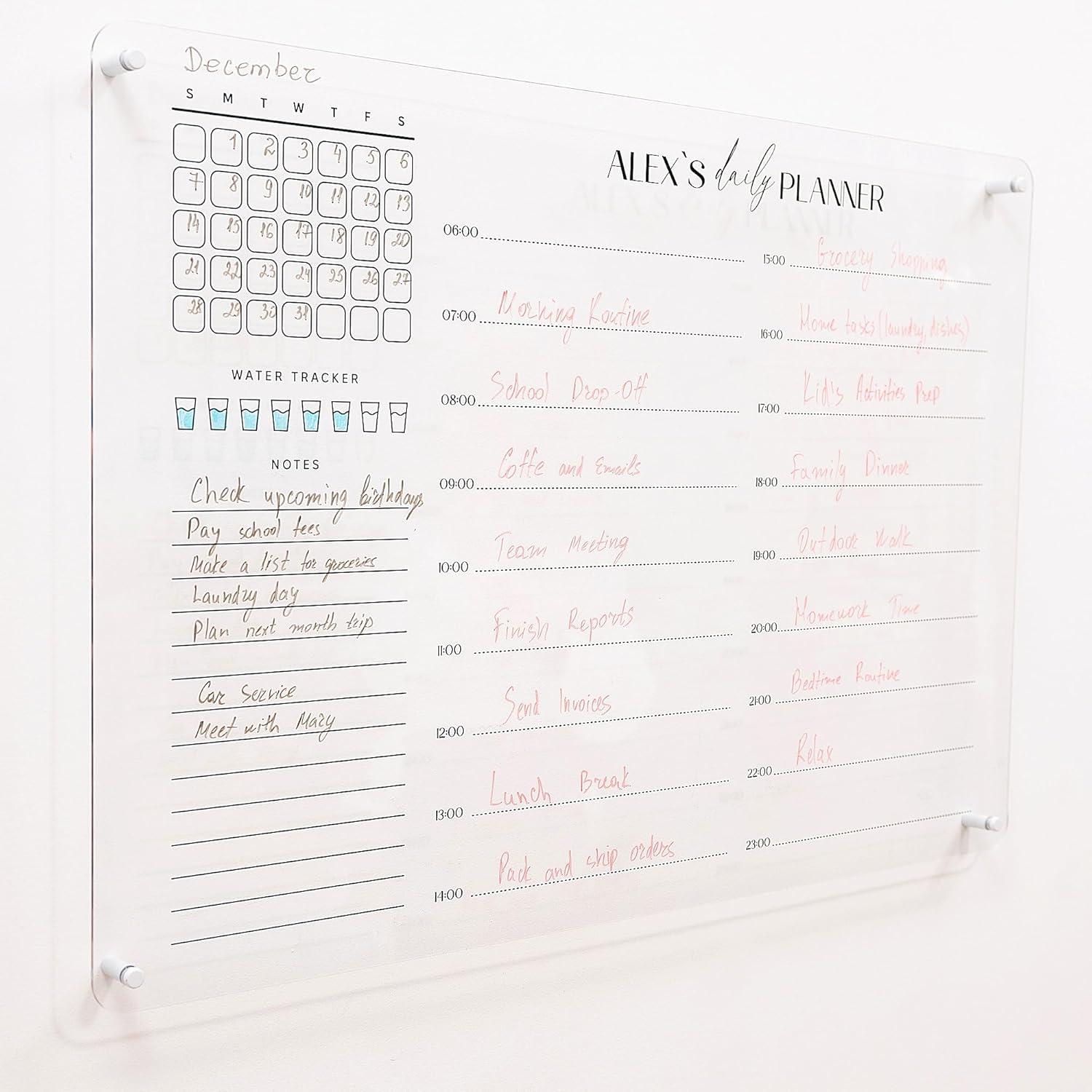 image:imageENJOY THE WOOD Acrylic Dry Erase Calendar for Wall Personalizable Dry Erase Planner for Home amp Office Family Calendar Board with Weekly Daily amp Habit Tracker Designs Weekly Planner Design 1Daily Planner