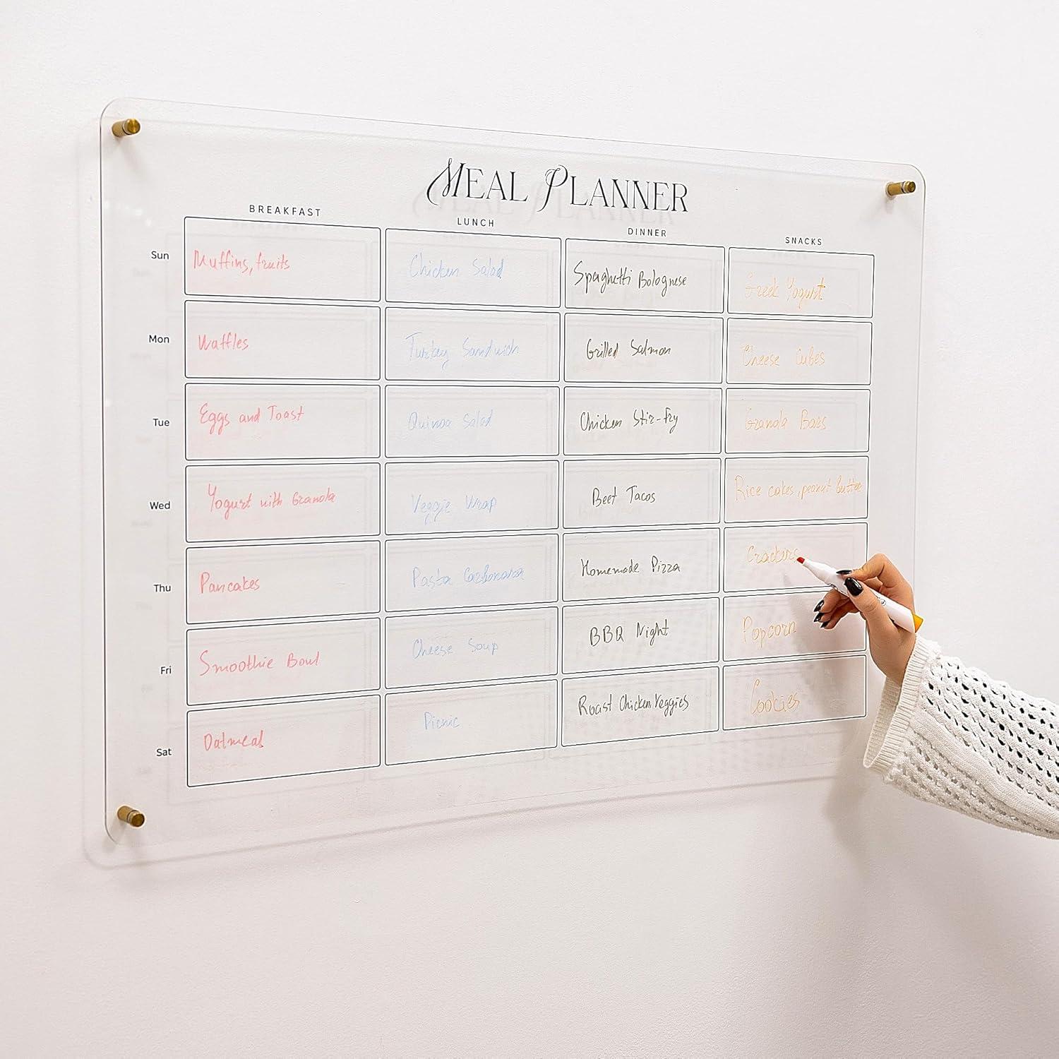 image:imageENJOY THE WOOD Acrylic Dry Erase Calendar for Wall Personalizable Dry Erase Planner for Home amp Office Family Calendar Board with Weekly Daily amp Habit Tracker Designs Weekly Planner Design 1Meal Planner