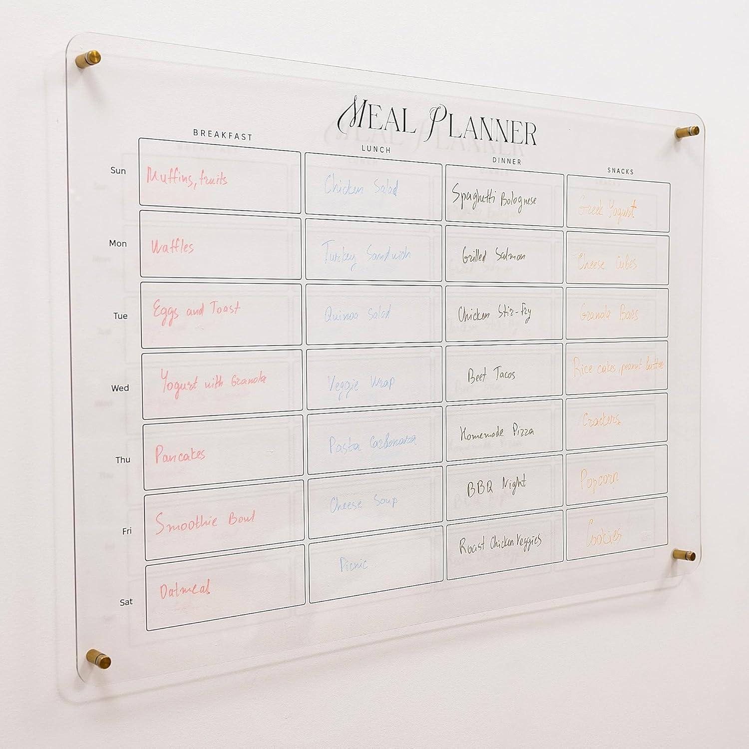 image:imageENJOY THE WOOD Acrylic Dry Erase Calendar for Wall Personalizable Dry Erase Planner for Home amp Office Family Calendar Board with Weekly Daily amp Habit Tracker Designs Weekly Planner Design 1Meal Planner
