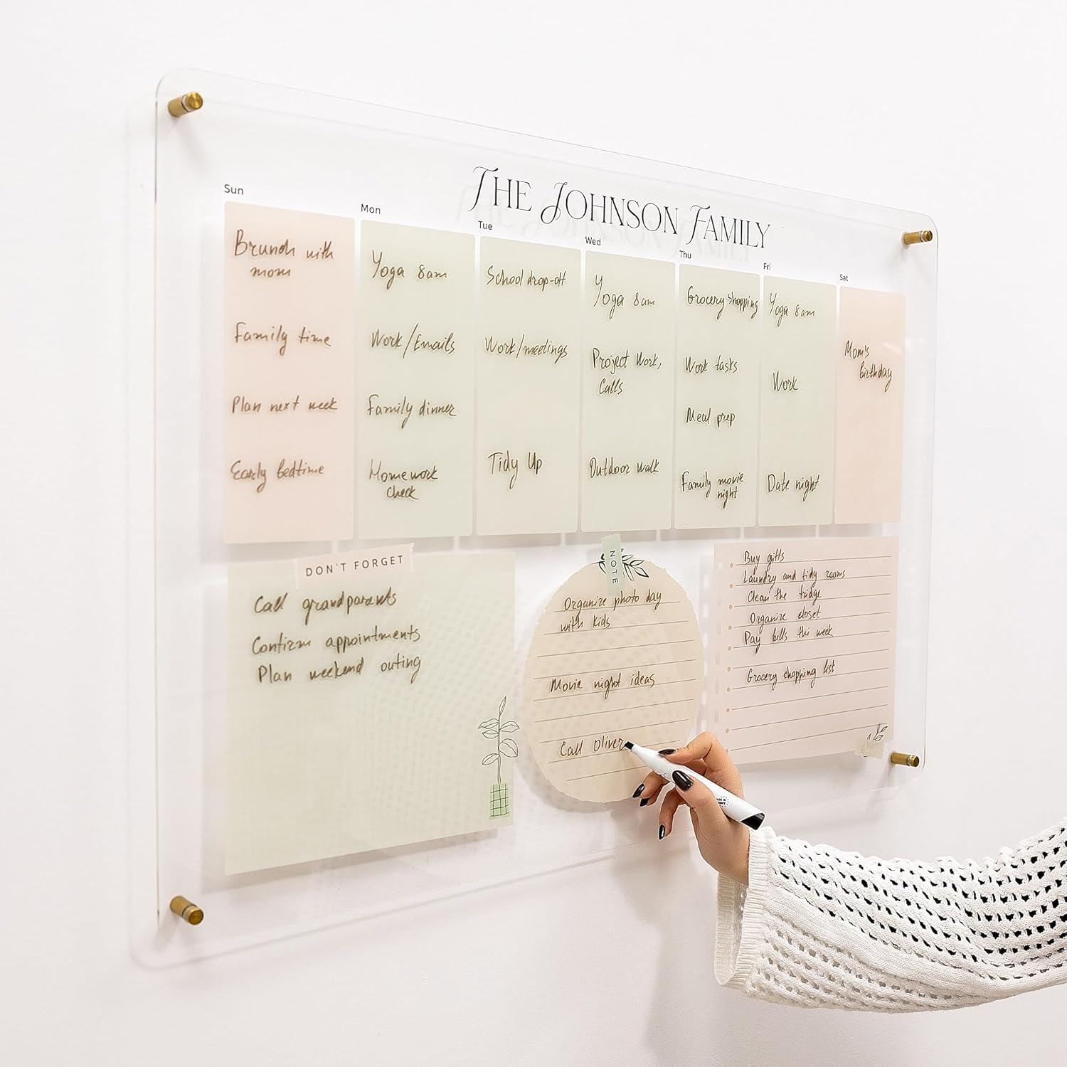 image:imageENJOY THE WOOD Acrylic Dry Erase Calendar for Wall Personalizable Dry Erase Planner for Home amp Office Family Calendar Board with Weekly Daily amp Habit Tracker Designs Weekly Planner Design 1Weekly Planner Design 1