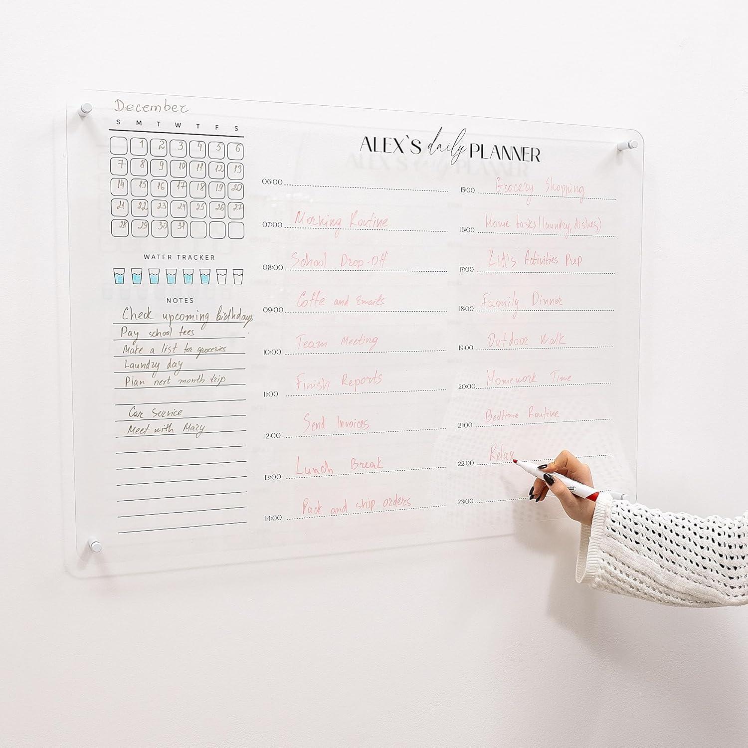 image:imageENJOY THE WOOD Acrylic Dry Erase Calendar for Wall Personalizable Dry Erase Planner for Home amp Office Family Calendar Board with Weekly Daily amp Habit Tracker Designs Weekly Planner Design 1Daily Planner