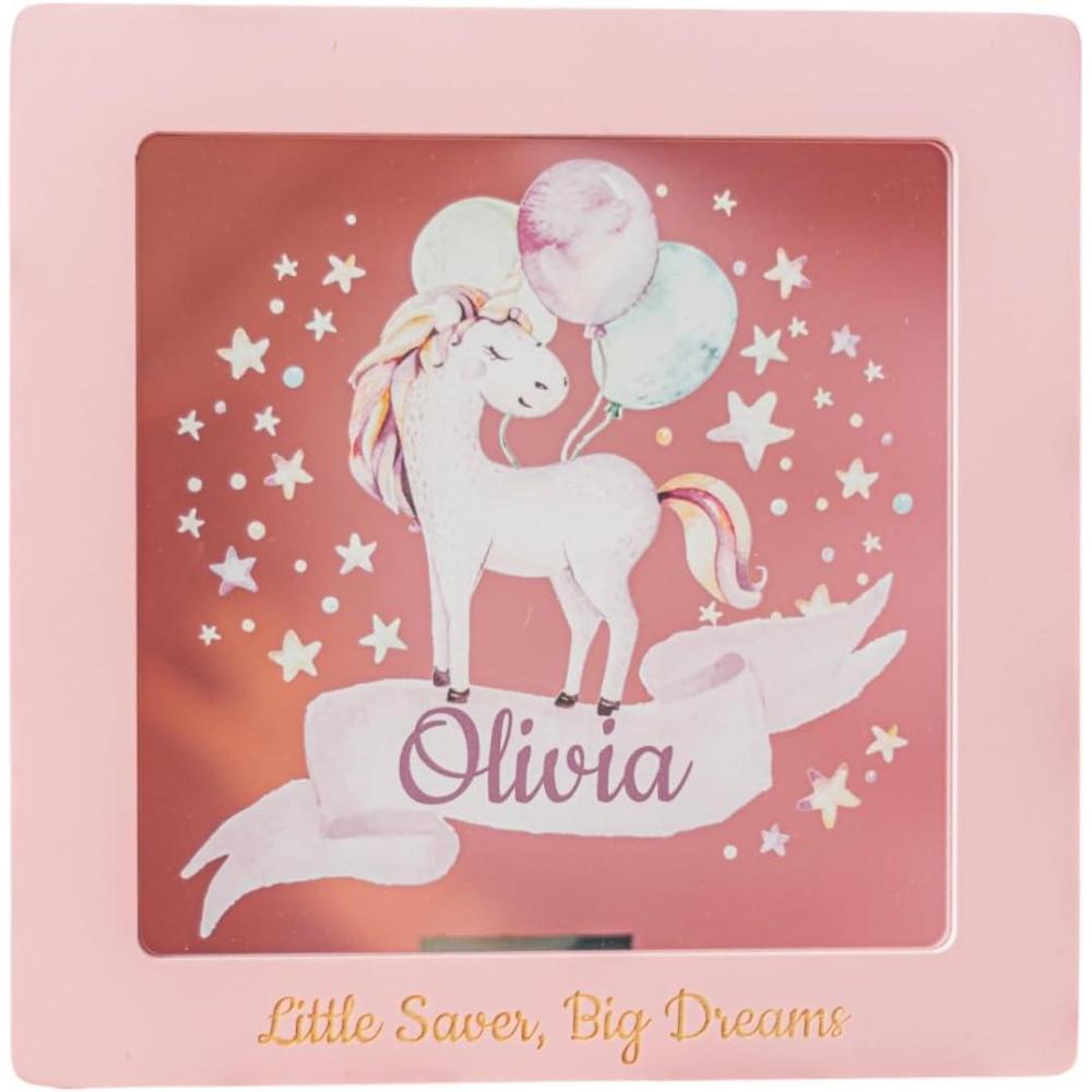 image:imageUnicorn Piggy Bank for Girls  Personalized Piggy Bank Wooden Piggy Pank for Kids  Bank for Kids for Real Money My First Piggy Bank for Girls