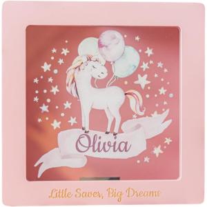 Unicorn Piggy Bank for Girls – Personalized Piggy Bank, Wooden Piggy Pank for Kids – Bank for Kids for Real Money, My First Piggy Bank for Girls