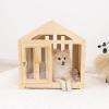 ENJOY THE WOOD Wooden Dog House Indoor with Fabric Roof – Indoor & Outdoor Dog House with Custom Engraving Option, Multiple Sizes & Colors – Personalized Housewarming Gift for Pet Owner (Light)(Light)