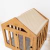 ENJOY THE WOOD Wooden Dog House Indoor with Fabric Roof – Indoor & Outdoor Dog House with Custom Engraving Option, Multiple Sizes & Colors – Personalized Housewarming Gift for Pet Owner (Light)(Oak)