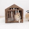 ENJOY THE WOOD Wooden Dog House Indoor with Fabric Roof – Indoor & Outdoor Dog House with Custom Engraving Option, Multiple Sizes & Colors – Personalized Housewarming Gift for Pet Owner (Light)(Dark Walnut)