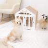 ENJOY THE WOOD Wooden Dog House Indoor with Fabric Roof – Indoor & Outdoor Dog House with Custom Engraving Option, Multiple Sizes & Colors – Personalized Housewarming Gift for Pet Owner (Light)(White)