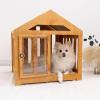ENJOY THE WOOD Wooden Dog House Indoor with Fabric Roof – Indoor & Outdoor Dog House with Custom Engraving Option, Multiple Sizes & Colors – Personalized Housewarming Gift for Pet Owner (Light)(Oak)