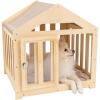 ENJOY THE WOOD Wooden Dog House Indoor with Fabric Roof – Indoor & Outdoor Dog House with Custom Engraving Option, Multiple Sizes & Colors – Personalized Housewarming Gift for Pet Owner (Light)(Light)