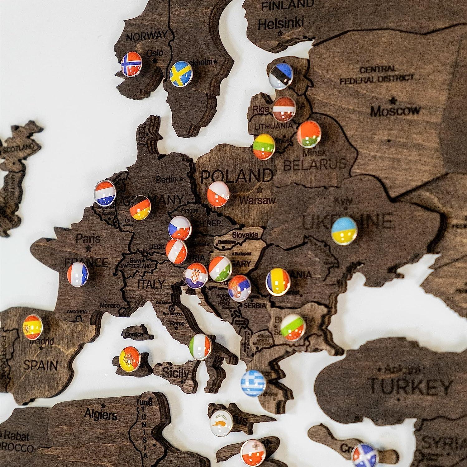 image:imageENJOY THE WOOD Home Dcor 3D Wood World Map Wall Art Large Wall Dcor World Travel Map Gift Idea Art for Home amp Kitchen or Office Small LightDark Walnut