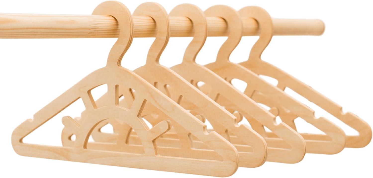 image:imageWooden Toddler Clothes Hangers Baby Hangers Clothing Rack for Nursery Kids Room Decor Montessori Furniture Child Size Wardrobe Wood Toddler Gift Set of 10 Hangers Star NaturalNatural