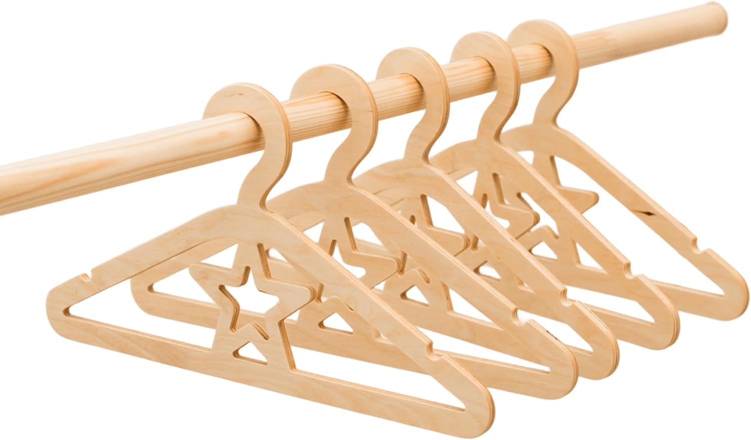 image:imageWooden Toddler Clothes Hangers Baby Hangers Clothing Rack for Nursery Kids Room Decor Montessori Furniture Child Size Wardrobe Wood Toddler Gift Set of 10 Hangers Star NaturalNatural