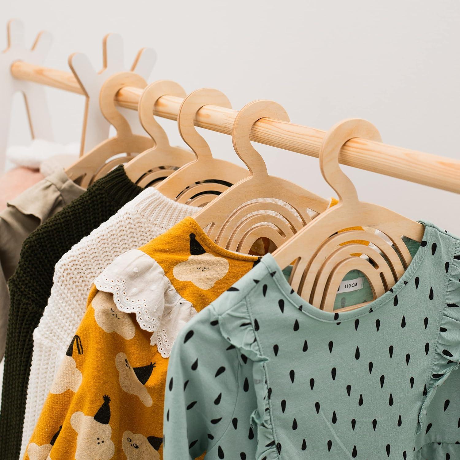 image:imageWooden Toddler Clothes Hangers Baby Hangers Clothing Rack for Nursery Kids Room Decor Montessori Furniture Child Size Wardrobe Wood Toddler Gift Set of 10 Hangers Star NaturalNatural