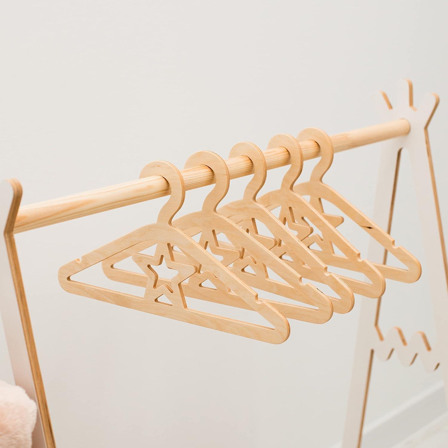 image:imageWooden Toddler Clothes Hangers Baby Hangers Clothing Rack for Nursery Kids Room Decor Montessori Furniture Child Size Wardrobe Wood Toddler Gift Set of 10 Hangers Star NaturalNatural