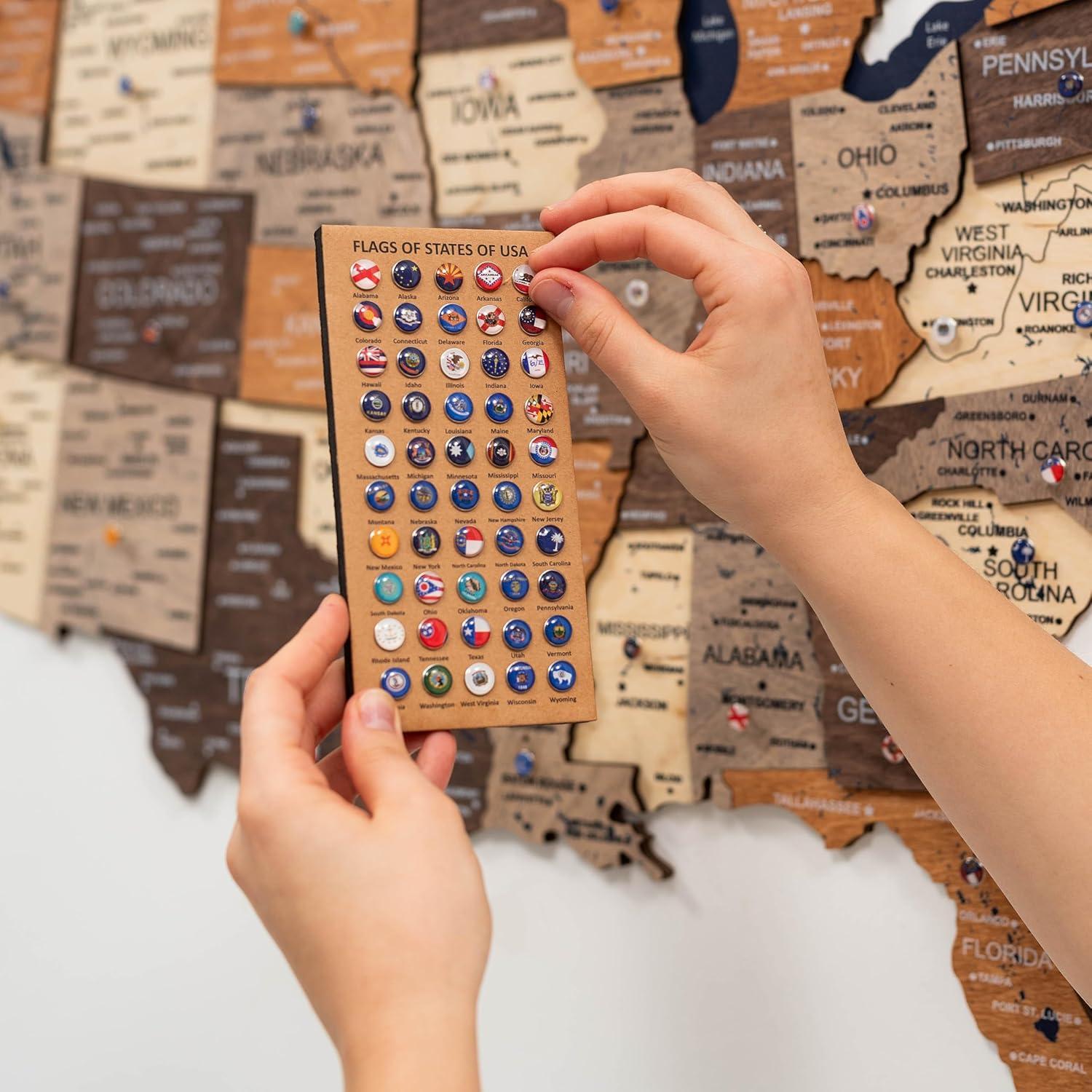 image:imageENJOY THE WOOD Wooden USA Map Visited Places 3D US States Map Travel Tracker Wooden Map Wall Decor Mark Your Travels Map Wood Wall Art For Home amp Kitchen or Office Prime Multicolor MediumMulticolor
