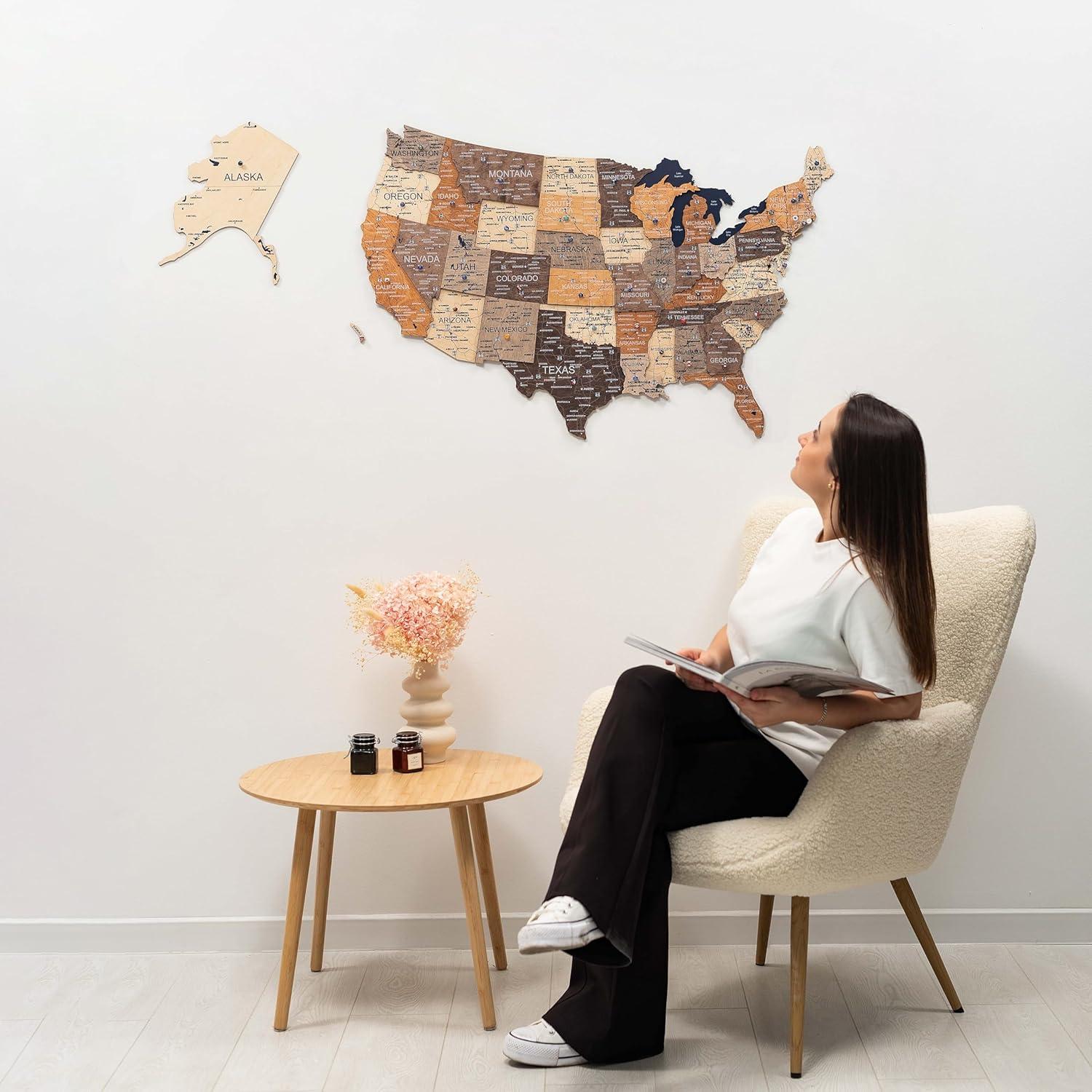 image:imageENJOY THE WOOD Wooden USA Map Visited Places 3D US States Map Travel Tracker Wooden Map Wall Decor Mark Your Travels Map Wood Wall Art For Home amp Kitchen or Office Prime Multicolor MediumMulticolor