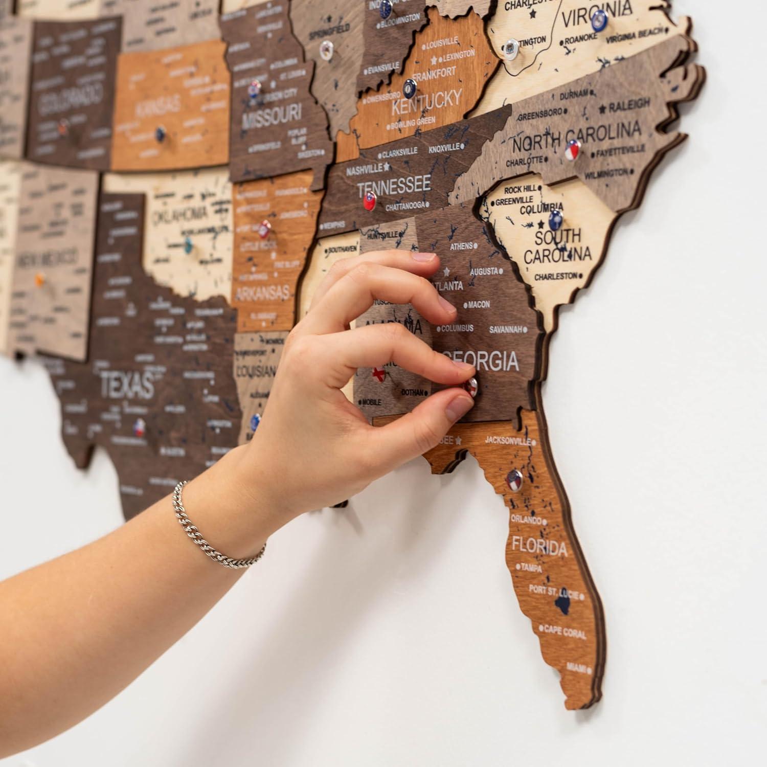 image:imageENJOY THE WOOD Wooden USA Map Visited Places 3D US States Map Travel Tracker Wooden Map Wall Decor Mark Your Travels Map Wood Wall Art For Home amp Kitchen or Office Prime Multicolor MediumMulticolor