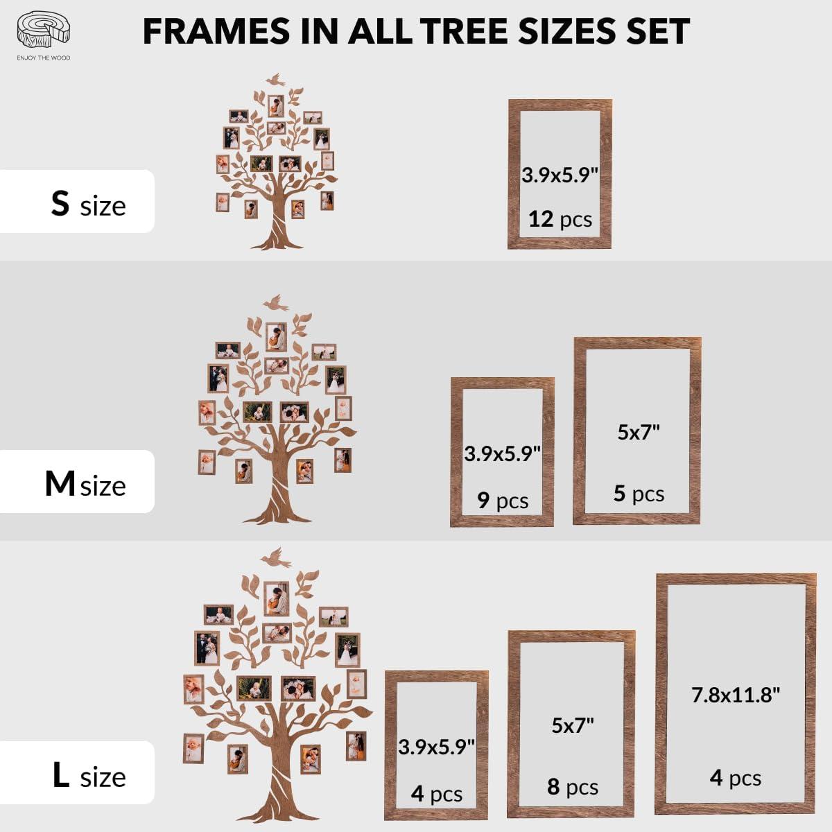 image:imageEnjoy The Wood Lighted Family Tree Wall Decor 3D LED Photo Collage Wooden Wall Decor Sticker Picture Wall Tree LED Family Tree Picture Frame Design 2