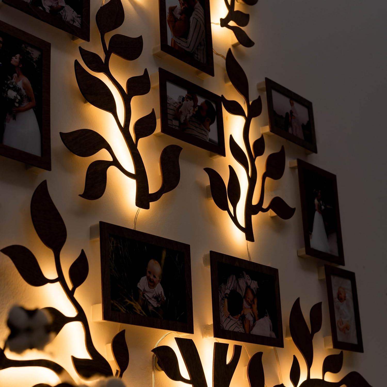 image:imageEnjoy The Wood Lighted Family Tree Wall Decor 3D LED Photo Collage Wooden Wall Decor Sticker Picture Wall Tree LED Family Tree Picture Frame Design 2