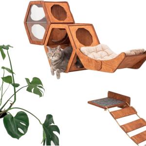 Wall Cat Shelves Wood Cat Wall Shelves Furniture – Wooden Cat Shelf Wall Mounted Furniture – Indoor Cats Rustic Decor Lover Gift
