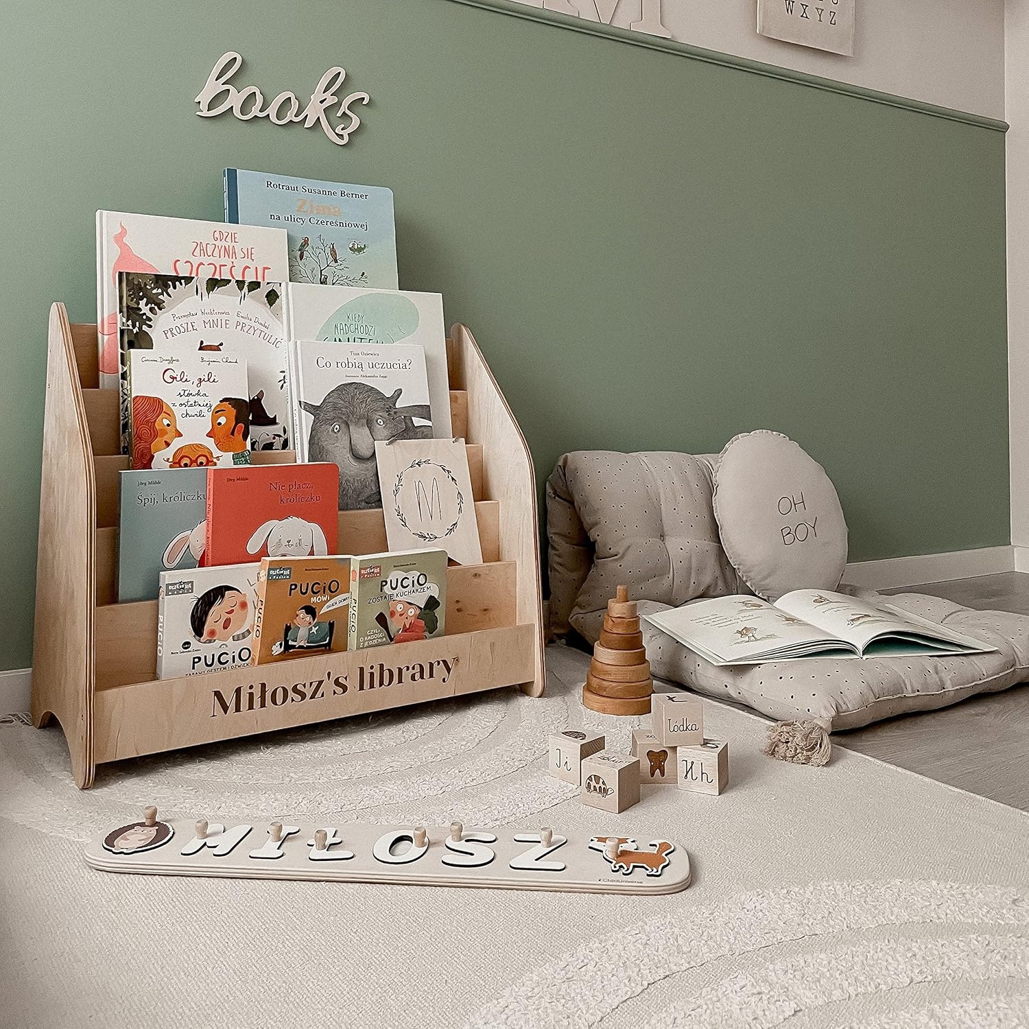 image:imageMontessori Bookcase for Kids Toddler Bookshelf Wood Storage Kids Room Storage Playroom Furniture Toddler Gift 2nd 3rd Birthday Large NaturalWhite