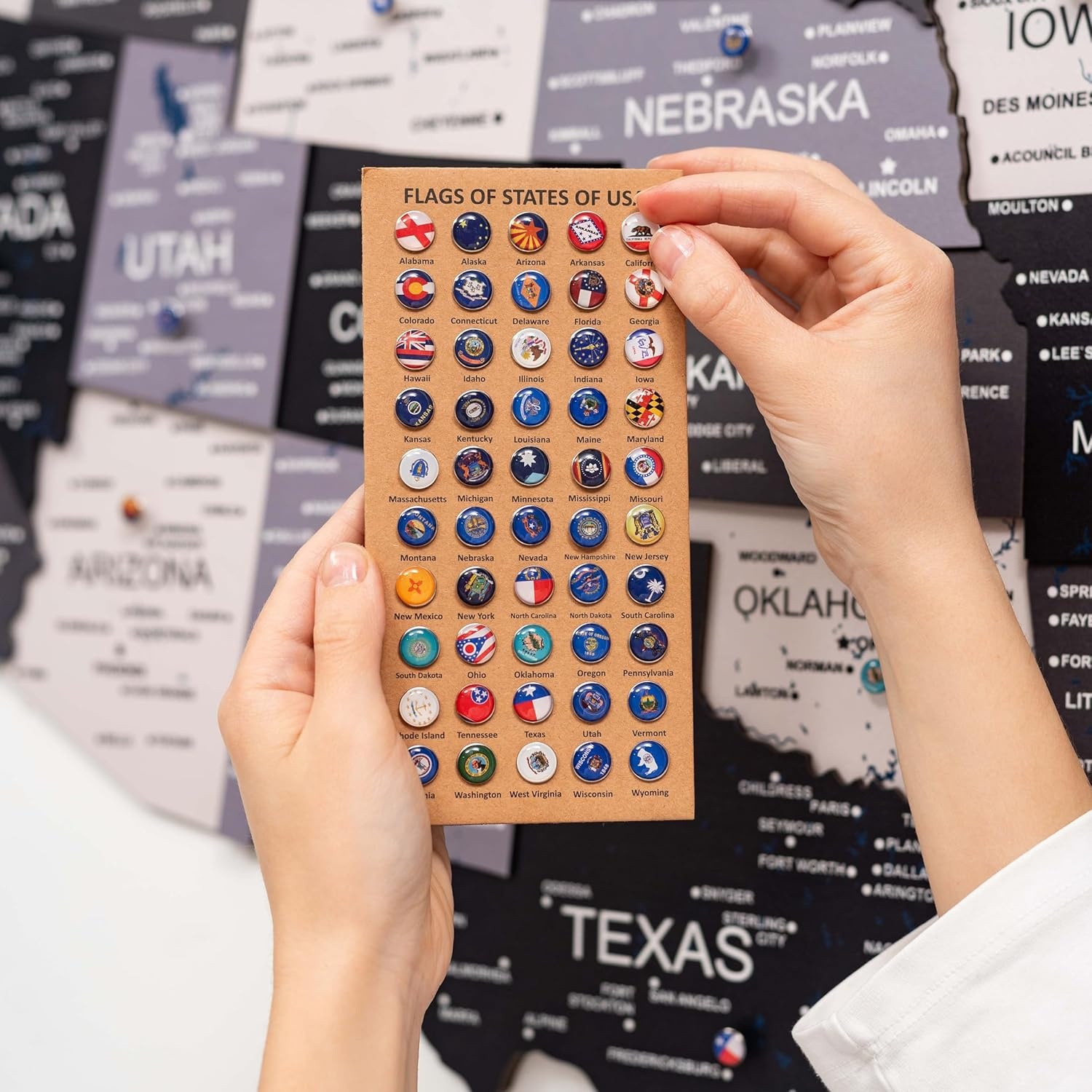 image:imageEnjoy The Wood Wooden USA Map Visited Places 3D US States Map Travel Tracker Wooden Map Wall Decor Mark Your Travels Map Wood Wall Art For Home amp Kitchen or Office US Flags Push Pins AddonsUS Flags Push Pins