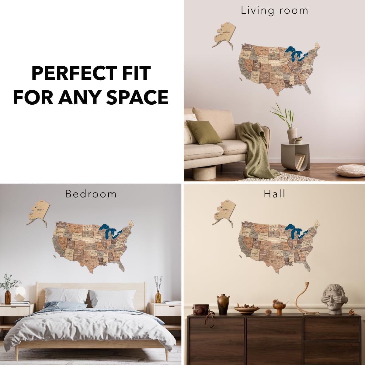 image:imageEnjoy The Wood Wooden USA Map Visited Places 3D US States Map Travel Tracker Wooden Map Wall Decor Mark Your Travels Map Wood Wall Art For Home amp Kitchen or Office US Flags Push Pins AddonsSmokey