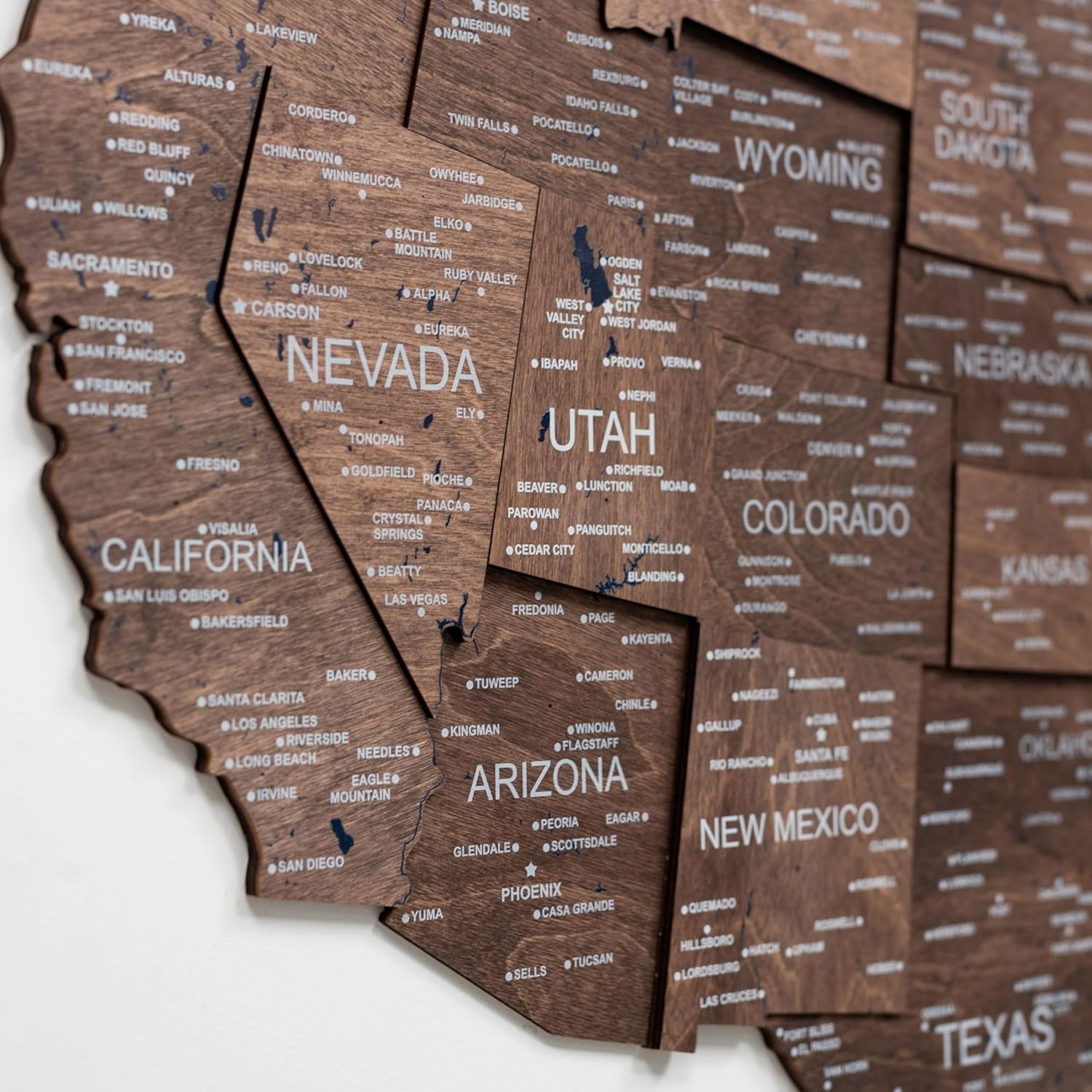 image:imageEnjoy The Wood Wooden USA Map Visited Places 3D US States Map Travel Tracker Wooden Map Wall Decor Mark Your Travels Map Wood Wall Art For Home amp Kitchen or Office US Flags Push Pins AddonsDark Walnut