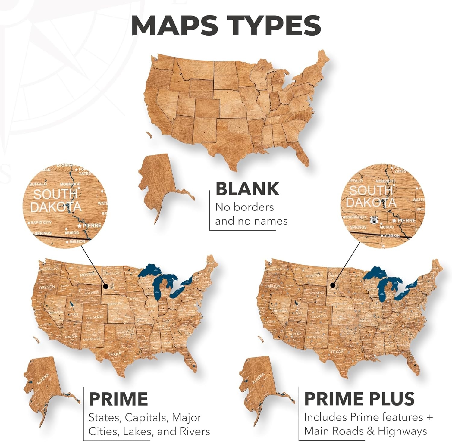 image:imageEnjoy The Wood Wooden USA Map Visited Places 3D US States Map Travel Tracker Wooden Map Wall Decor Mark Your Travels Map Wood Wall Art For Home amp Kitchen or Office US Flags Push Pins AddonsOak