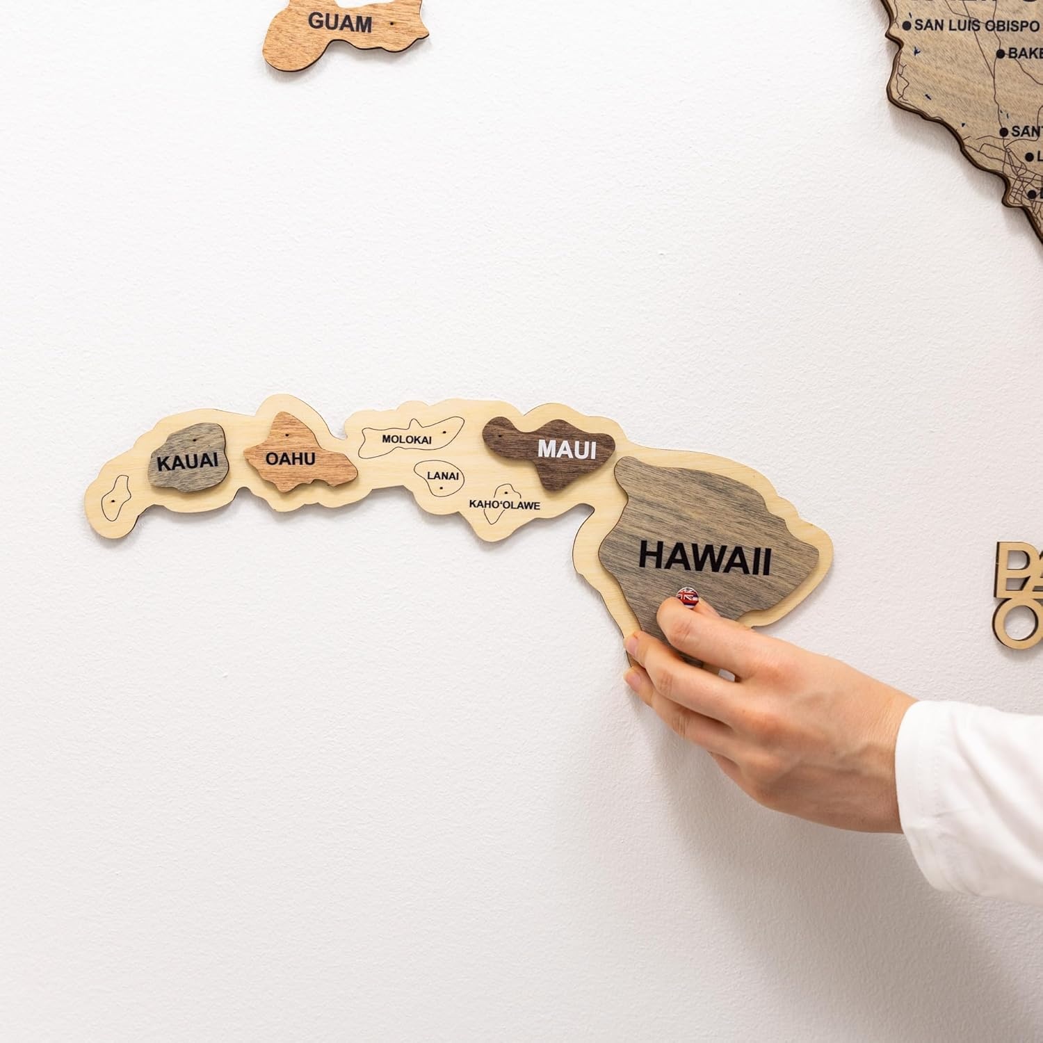 image:imageEnjoy The Wood Wooden USA Map Visited Places 3D US States Map Travel Tracker Wooden Map Wall Decor Mark Your Travels Map Wood Wall Art For Home amp Kitchen or Office US Flags Push Pins AddonsSmokey