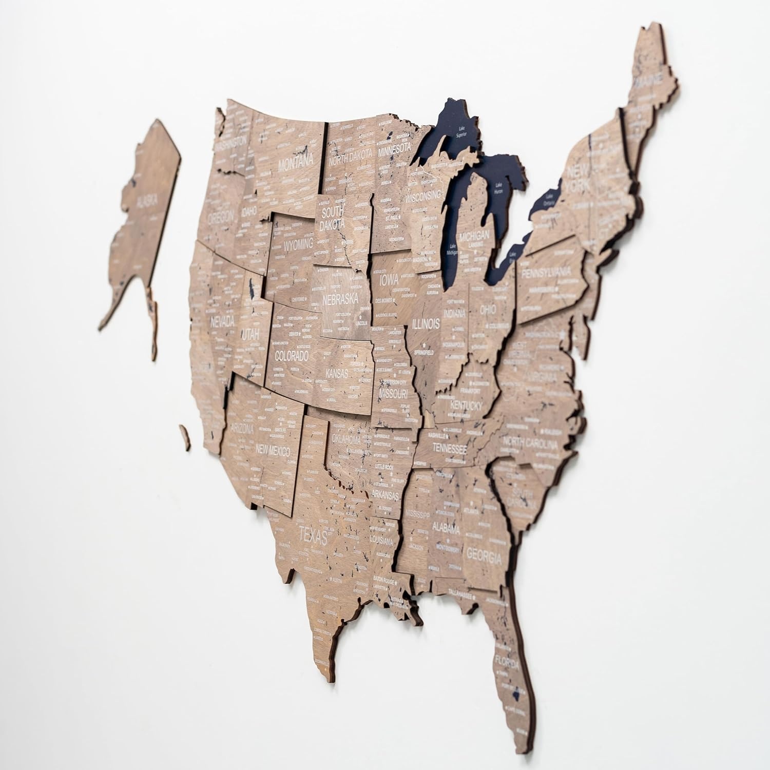image:imageEnjoy The Wood Wooden USA Map Visited Places 3D US States Map Travel Tracker Wooden Map Wall Decor Mark Your Travels Map Wood Wall Art For Home amp Kitchen or Office US Flags Push Pins AddonsTerra