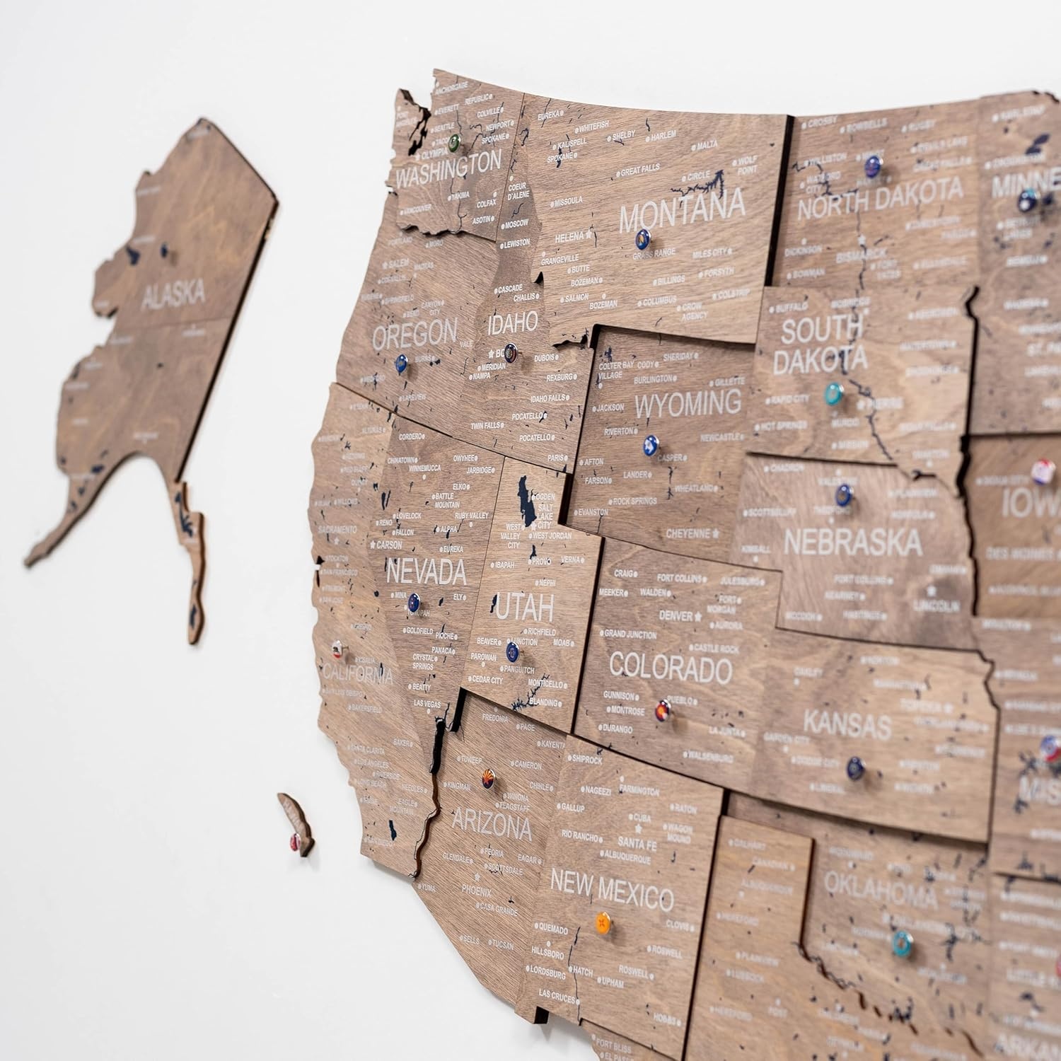image:imageEnjoy The Wood Wooden USA Map Visited Places 3D US States Map Travel Tracker Wooden Map Wall Decor Mark Your Travels Map Wood Wall Art For Home amp Kitchen or Office US Flags Push Pins AddonsTerra
