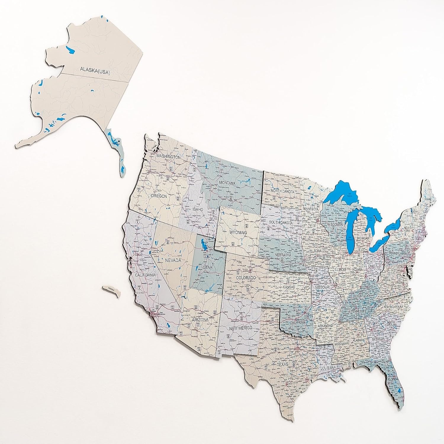 image:imageEnjoy The Wood Wooden USA Map Visited Places 3D US States Map Travel Tracker Wooden Map Wall Decor Mark Your Travels Map Wood Wall Art For Home amp Kitchen or Office US Flags Push Pins AddonsWith Roads